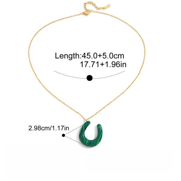 Malachite Pendant - 18K Gold Stainless Steel Necklace for Abundance