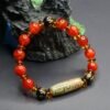 Energy Balance Nine Eyes Dzi Bead Red Agate Bracelet