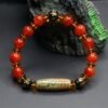 Energy Balance Nine Eyes Dzi Bead Red Agate Bracelet