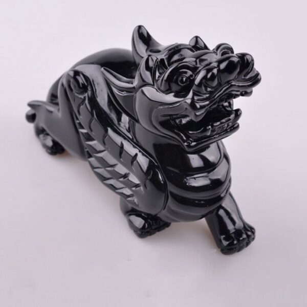 obsidian statue 3 Black Obsidian Pi Xiu Statue for Wealth Protection & Good Fortune