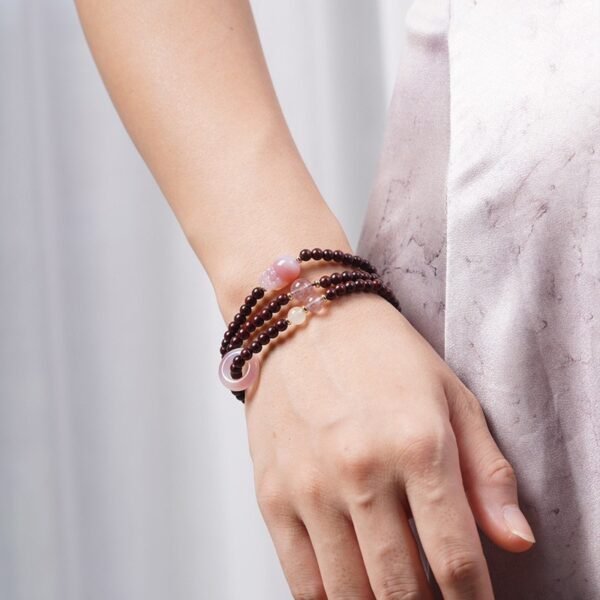 Red Sandalwood Mala Bracelet with PiXiu for Wealth & Luck