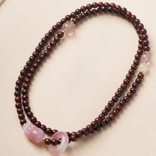 Red Sandalwood Mala Bracelet with PiXiu for Wealth & Luck