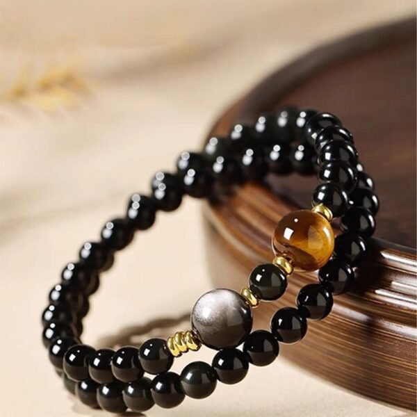 tiger eye obsidian bracelet 2 Black Obsidian Tiger Eye Bracelet for Protection & Good Fortune
