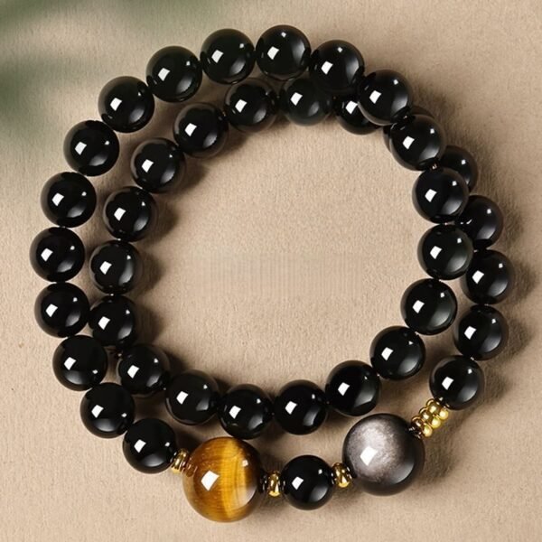 tiger eye obsidian bracelet 4 Black Obsidian Tiger Eye Bracelet for Protection & Good Fortune