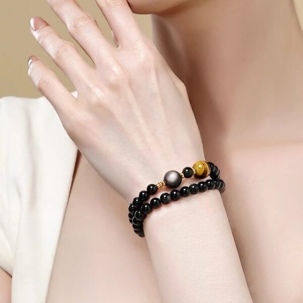 tiger eye obsidian bracelet 5 Black Obsidian Tiger Eye Bracelet for Protection & Good Fortune