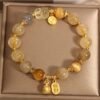 Rutilated Quartz, Tigers Eye, Pixiu & Coin Talisman Wealth Bracelet