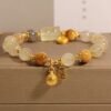 Rutilated Quartz, Tigers Eye, Pixiu & Coin Talisman Wealth Bracelet