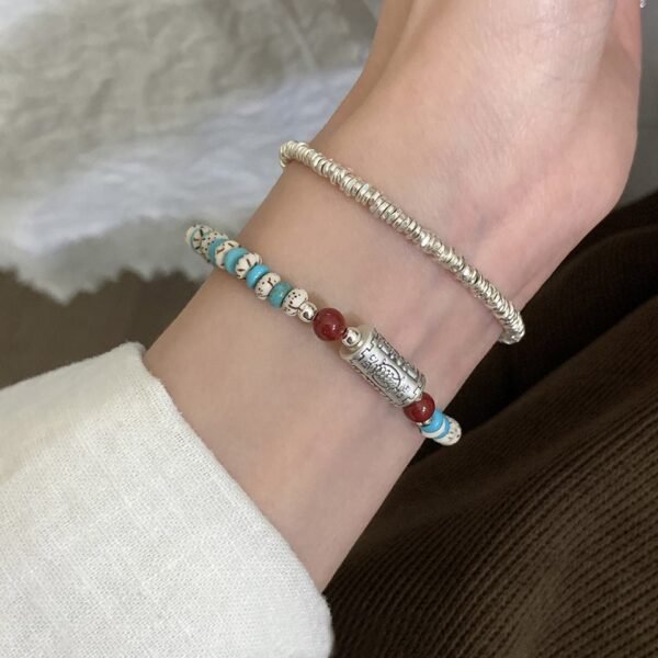 Turquoise Bodhi Bracelet with "Luck" Charm for Fortune Change