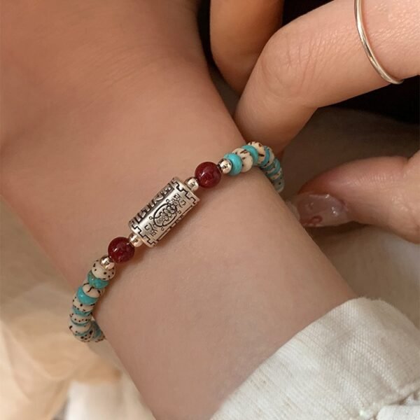 Turquoise Bodhi Bracelet with "Luck" Charm for Fortune Change