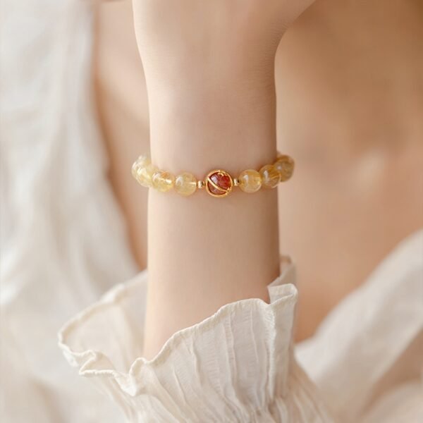 Rutilated Quartz Strawberry Quartz Wealth & Love Bracelet