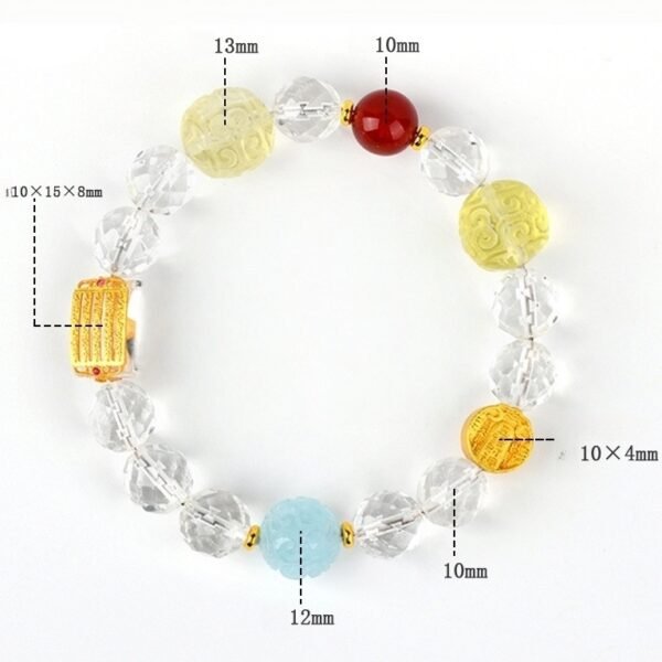 Five God of Wealth Quartz Crystal Bracelet for Fortune & Energy Flow