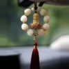 Buddha, Lotus & Red Tassel Car Charm for Protection, Peace and Prosperity
