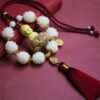 Buddha, Lotus & Red Tassel Car Charm for Protection, Peace and Prosperity