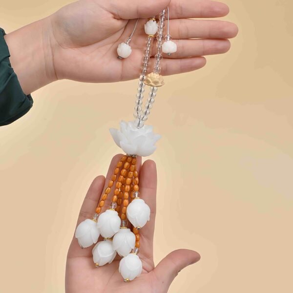 Sacred Journey: Bodhi Lotus & Crystal Car Hanging Charm for Peace and Safety