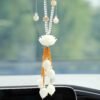 Sacred Journey: Bodhi Lotus & Crystal Car Hanging Charm for Peace and Safety