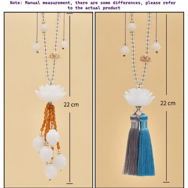 Sacred Journey: Bodhi Lotus & Crystal Car Hanging Charm for Peace and Safety