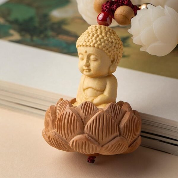 Bodhi Lotus & Buddha Boxwood Car Hanging: Feng Shui for Safe Travels & Continuous Blessings