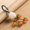Key Chain Lucky Persimmon & Lotus Bodhi Seed Charm: Feng Shui Car/Phone Accessory for Good Fortune & Protection