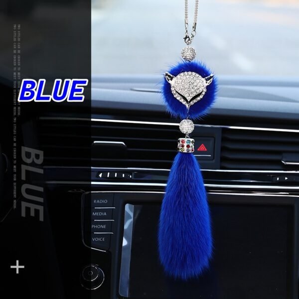 bling car charm blue Bling Fox Car Hanging Ornament Bag Charm