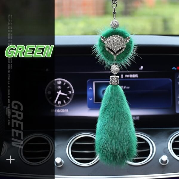 bling car charm green Bling Fox Car Hanging Ornament Bag Charm