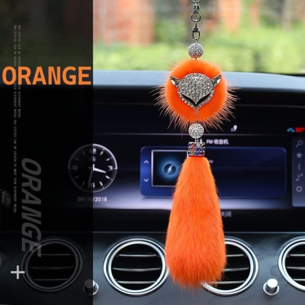 bling car charm orange Bling Fox Car Hanging Ornament Bag Charm