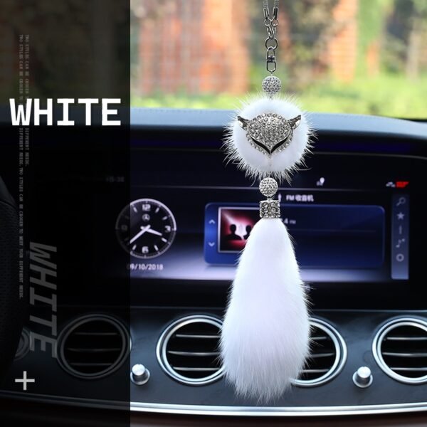 bling car charm white Bling Fox Car Hanging Ornament Bag Charm