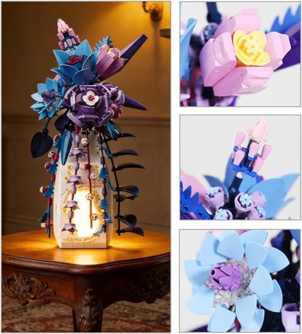 Block Building Flowers Bouquet with vase Light for Home Office Decor (50%OFF)