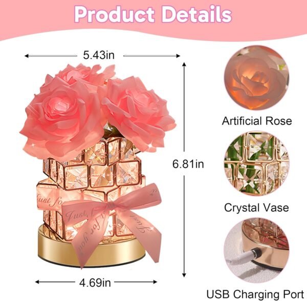 Romantic Rose Night Light,Dimmable Touch Table Lamp (50%OFF)