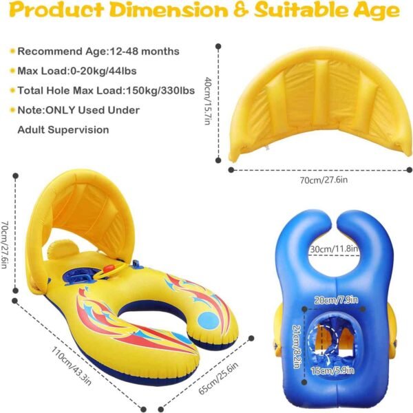 Mommy Baby Floatie for Pool with Canopy Detachable (50%OFF)