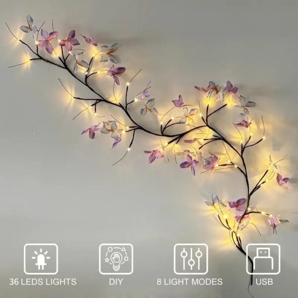 Butterfly LED Artificial Branch String Lights, 1.6m 36led USB Powered, Remote Control (50%OFF)