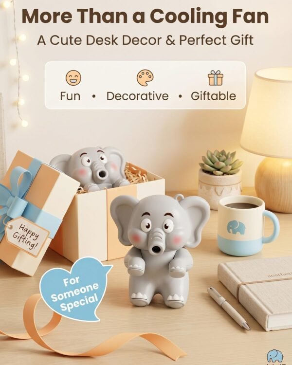 Elephant Clip-On Mini Fan for Cup & Bowl, Portable Mug Fan for Cooling (50%OFF)