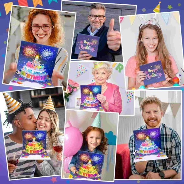 Birthday 3D Pop Up Card Fireworks Cake Light  (50%OFF)
