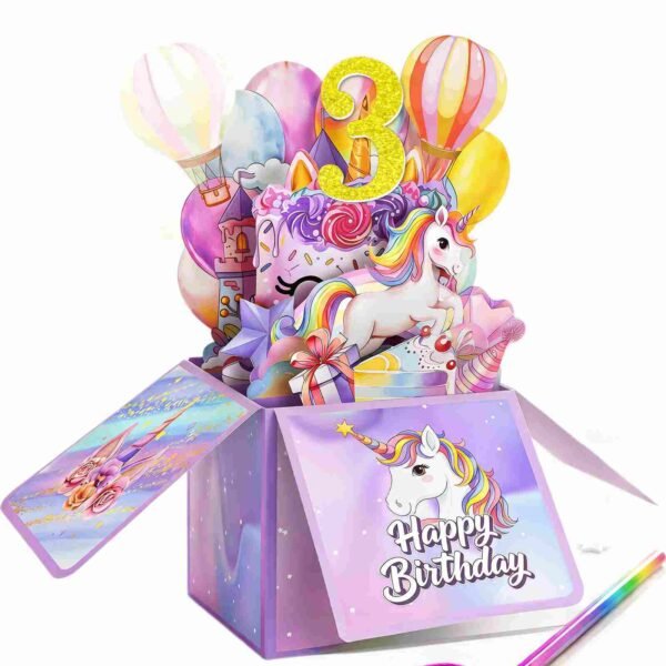 Unicorn Pop Up Birthday Card for Girls (50%OFF)