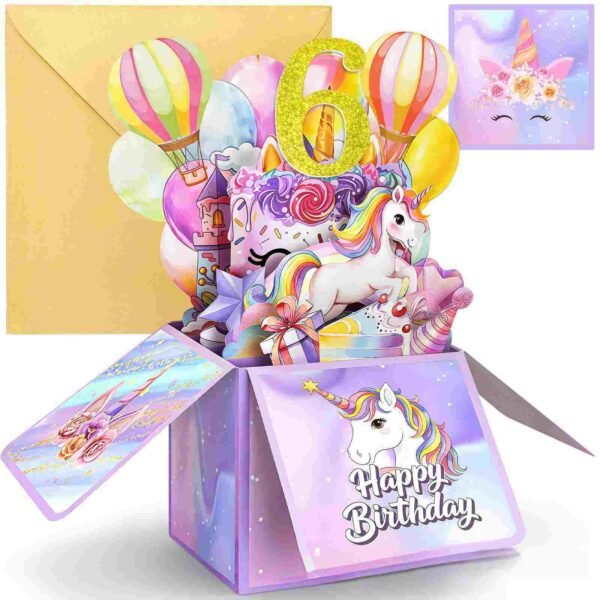 Unicorn Pop Up Birthday Card for Girls (50%OFF)