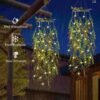 Solar Hanging Garden Lights, 66 LED Artificial Willow Leaf -2 Packs (50%OFF)