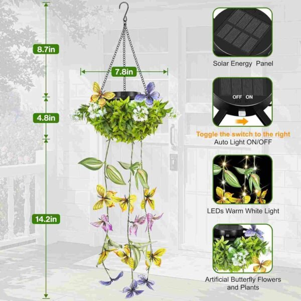 Butterfly Solar Lights for Garden, 2 Pack IP65 Outdoor String Lights with Fluttering Butterflies & Flowers (50%OFF)
