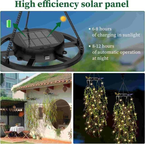 Solar Hanging Garden Lights, 66 LED Artificial Willow Leaf -2 Packs (50%OFF)